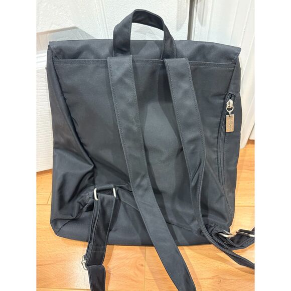 DKNY Canvas Backpack with Flap Top Closure Adjustable Straps Black - Picture 3 of 4